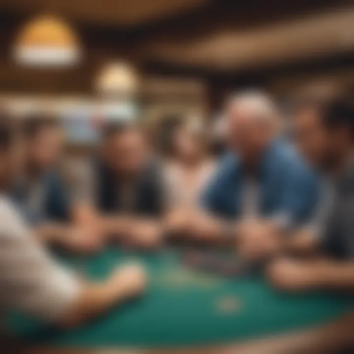 Group of players around a poker table enjoying the game