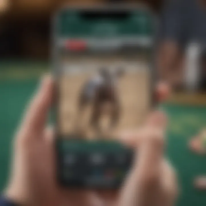 A close-up of a smartphone displaying a greyhound racing app interface