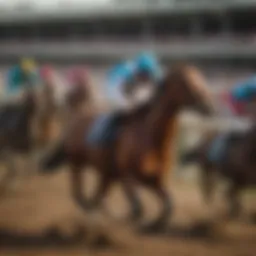 A dynamic horse racing scene capturing the excitement of the race