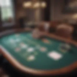 An online poker table featuring five card poker setup with vibrant graphics