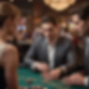 Close-up of a dealer interacting with players at a live blackjack table