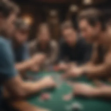 Strategizing in Knock Poker An engaging illustration of players strategizing in a game of Knock Poker