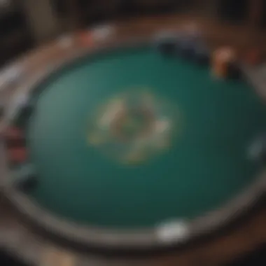 A close-up of a Knock Poker table setup highlighting cards and chips