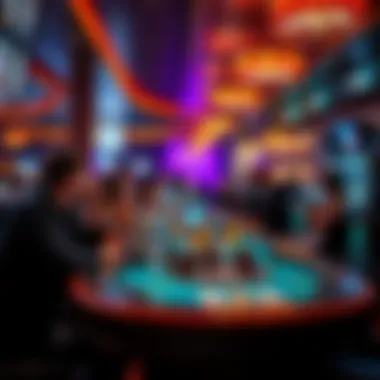 Elegant Nightlife Scene Elegant nightlife scene at a high-end casino bar with patrons enjoying drinks