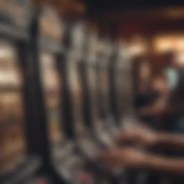 A close-up view of a player engaging with a slot machine