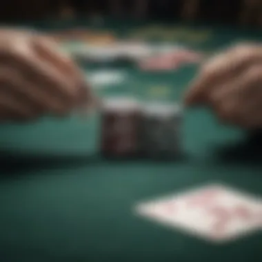 Close-up of poker chips and playing cards