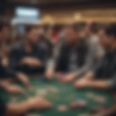 Poker table with players engaged in a game