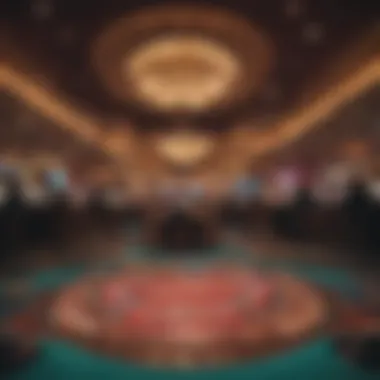 Interior shot of the Stardust Casino floor with vibrant gaming tables