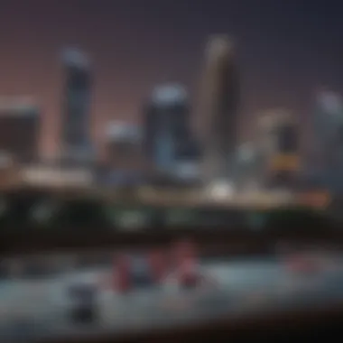 Texas skyline with digital gambling interface