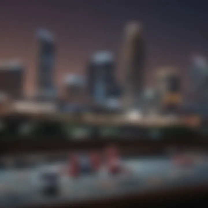 Texas skyline with digital gambling interface